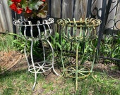 CUSTOM FOR MARY Vintage Wrought Iron Plant Stand, Heavy. Metal, Planter, Holder, Outdoor, Indoor, Ornate Design