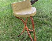 Vintage Farmhouse Stool, Metal Milking Stool, Plant Stand, Garden Stool. Yard Art, Garden Decor
