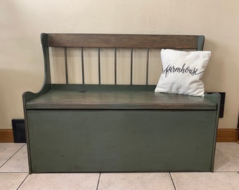 Farmhouse Bench With Back Etsy