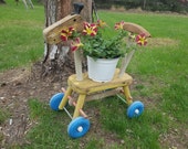 Country Farmhouse Flower Pot, Plant Holder, Antique Child 39 s Ride On Toys, Plant Stand, Garden Decor, Old Yard Art Whimsical, Porch, Kids Toy