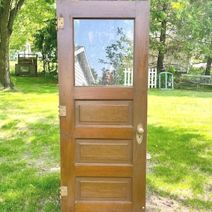 Antique Single Pane Window Wood Entry Exterior Door, Reclaimed, Architectural Salvage, Renovation, Restoration 29 1/2&quot; x 75&quot; FF58-RLH