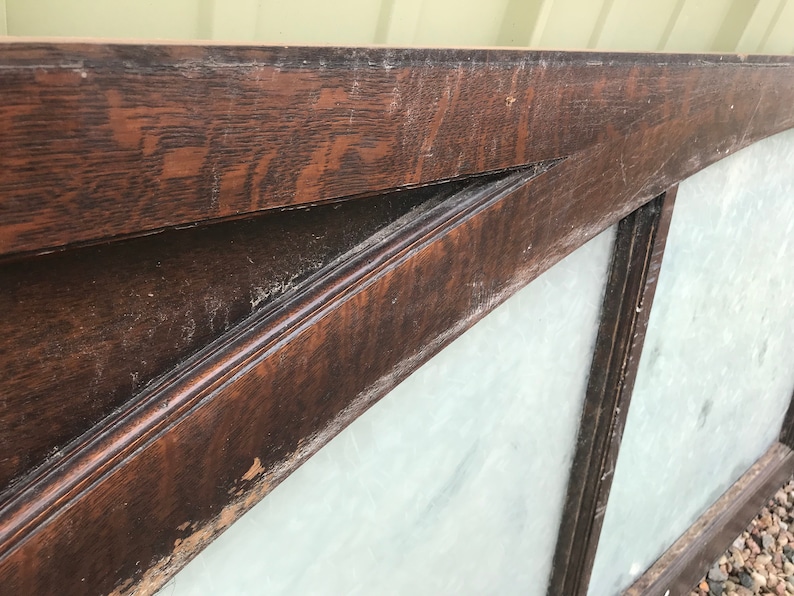 Geometric Historical Salvage Arched Framed Wavy Glass Privacy Architectural Industrial Salvage Antique Transom Windows Building Supply