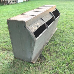 Antique Wood Grain Feed Bin Storage Reclaimed Farmhouse Barn Salvage Retail Display Cabinet