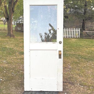 Antique Wood Single Pane Glass Window Entry Exterior Door, Renovation, Restoration, Architectural Salvage 33 3/4&quot; x 79&quot; EV68-LH