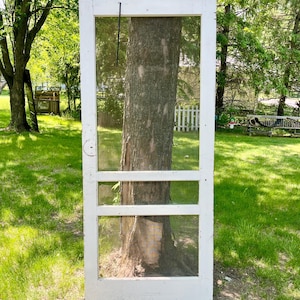 Antique Wood Exterior Screen Door Farmhouse Country, Reclaimed, Architectural Salvage 36&quot; X 82 1/2”  FF86-RH