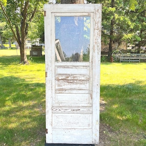 Antique Glass Pane Exterior Door Ornate Victorian Carriage House Sliding Pantry Laundry Architectural Salvage 31.75 x 81&quot; EC13