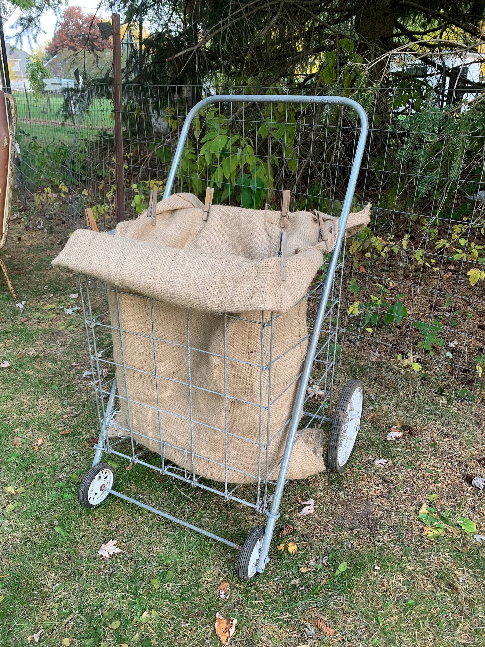 Vintage Collapsible Rolling Shopping Cart Farmer's Market Etsy