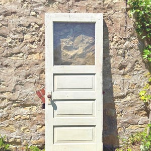 Antique Glass Window Entry Door, Plexi-Glass Window, Reclaimed, Architectural Salvage, (31 3/8" x 78 1/2") FQ84-RH