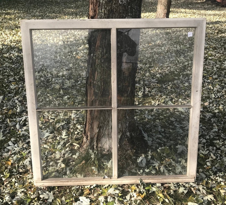 4 pane Farmhouse Salvage Rustic Home Decor Wavy Glass Lites Building Supply BA40 Architectural Salvage Antique Wood Window Frame