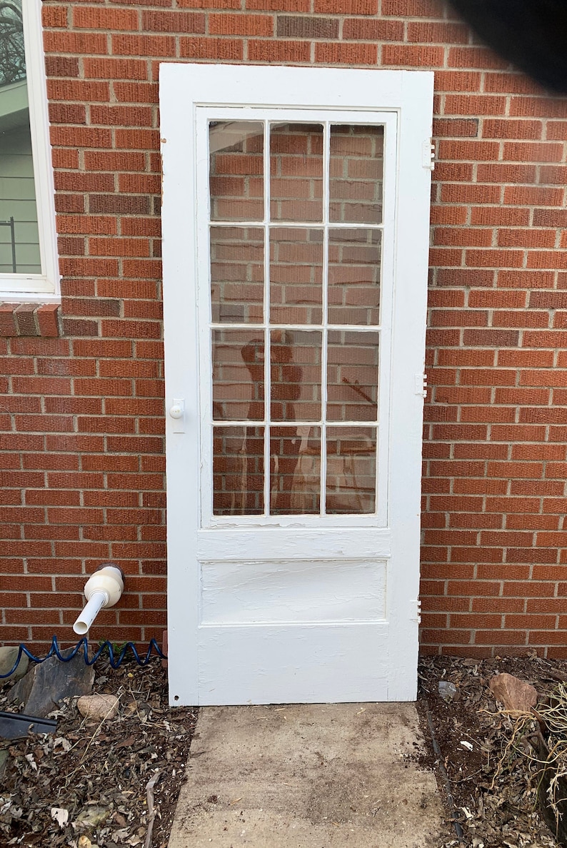 Antique Wood Screen Storm Door Glass Lite Pantry Door Etsy