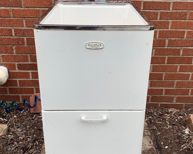 Duratub Model 91 Washtub, 1960's Laundry Room Sink, White Porcelain Tub