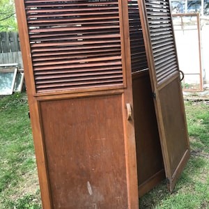 Antique Wood Louvered Cabinet Door Vented, Reclaimed Theater Props ONE Available