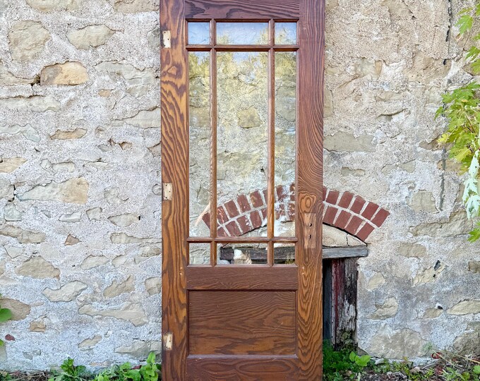 Antique Glass Lite Oak Entry Door, Reclaimed, Architectural Salvage 31 ...