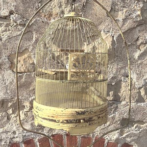 Antique Birdcage and Stand Hanging Country Cottage Bird Garden Decor Yard Art Home Decor EM82