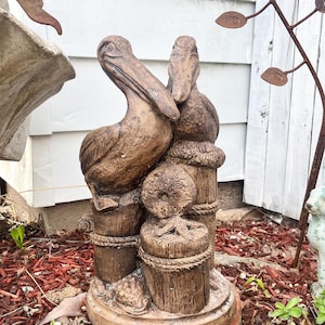 Pelican Statue Sculpture Concrete Coastal Bird Statuary Outdoor Garden Sculpture Yard Art Lawn Decor FF42