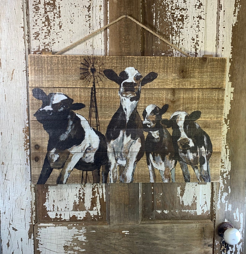 Rustic Cow Wall Art Farmhouse Wall Decor Farm Animal Decor Etsy