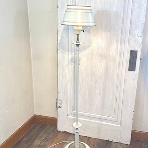 Antique Toleware Floor Lamp Cream and Gold