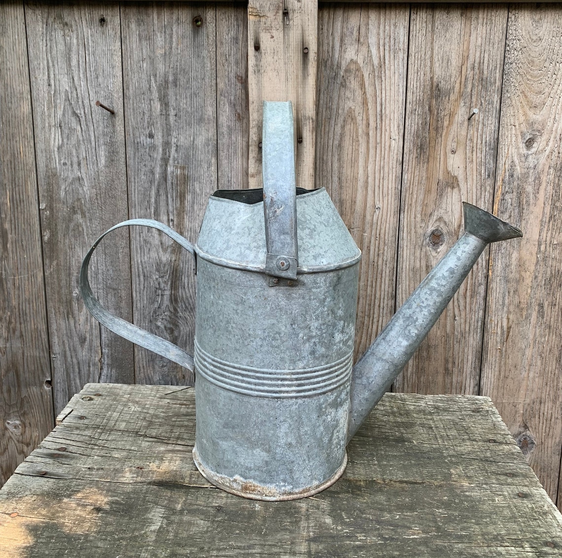 Vintage Galvanized Metal Watering Can Planter Hand Painted Etsy