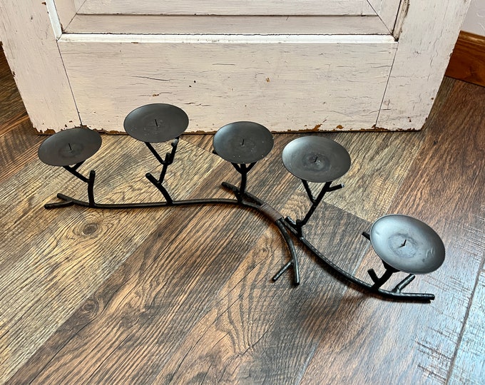Rustic Metal Fireplace Candelabra Hearth Candle Holder Etsy