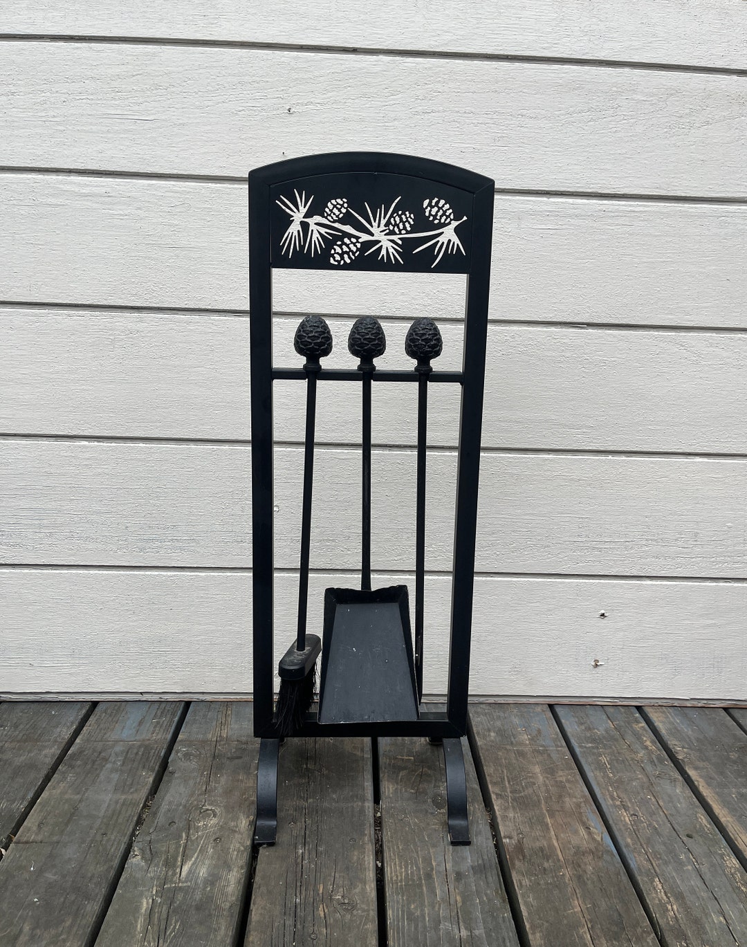 Rustic Black Iron Fireplace Tools Lodge Style Fire Tool Organizer DO81