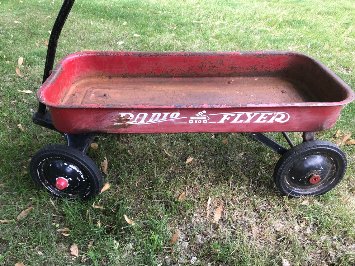 Antique Radio Flyer Wagon Full Size 90 1970's Red Etsy