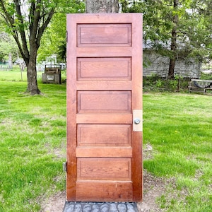 Puerta interior de madera de roble antiguo de cinco paneles, recuperada, recuperada arquitectónicamente, 80 x 198 cm, FF33-RH