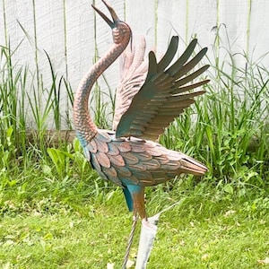 Heron Crane Outdoor Statue Bird Sculpture Metal Garden Art Stake Yard Decor Lawn Lake Pond Decoration FF36