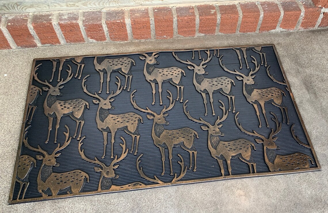 Wildlife Deer Rubber Doormat Front Door Mat Rustic Etsy