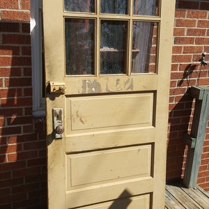 Antique Wood Glass Half Lite Entrance Door, Architectural Salvage, Reclaimed, Renovation, Replacement 32&quot; x 76&quot; AL41