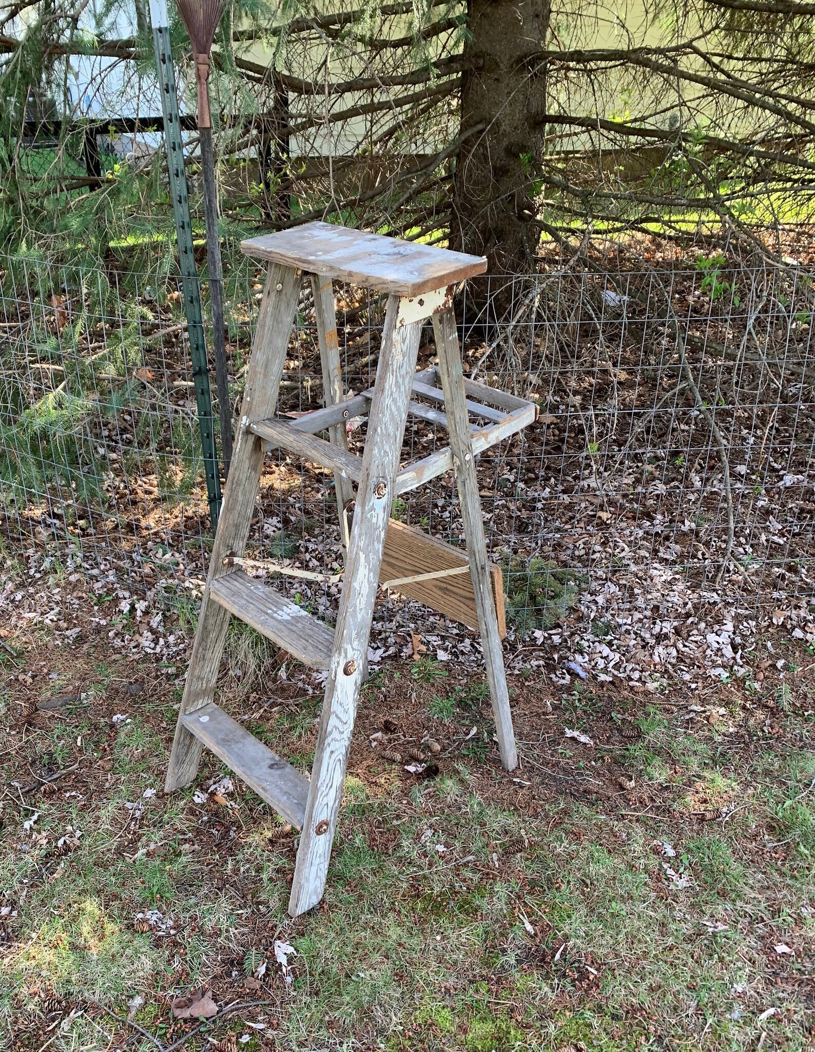 Vintage Wood Painter's Ladder 3 Step Antique Wood Ladder Etsy