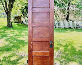 Puerta antigua de cinco paneles, recuperada, de material arquitectónico de salvamento, 26" x 83 1/2", FG96-LH