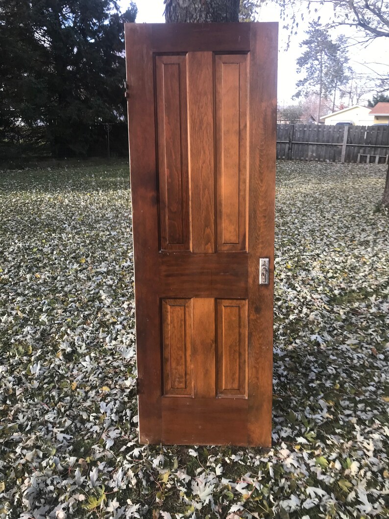 Antique Solid Wood Door Four Panel Interior Wood Door Farmhouse Salvage Architectural Salvage Building Supply Pantry 24 X 72 Ba33
