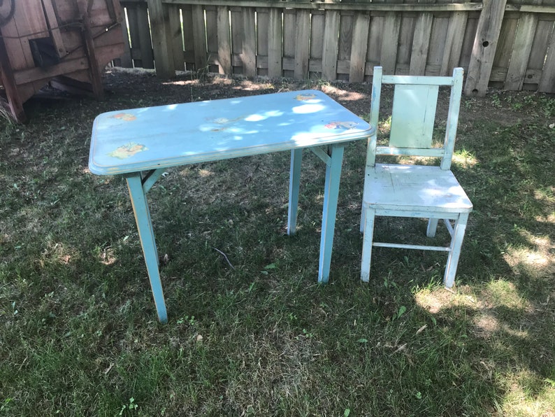 mid century kids table and chairs