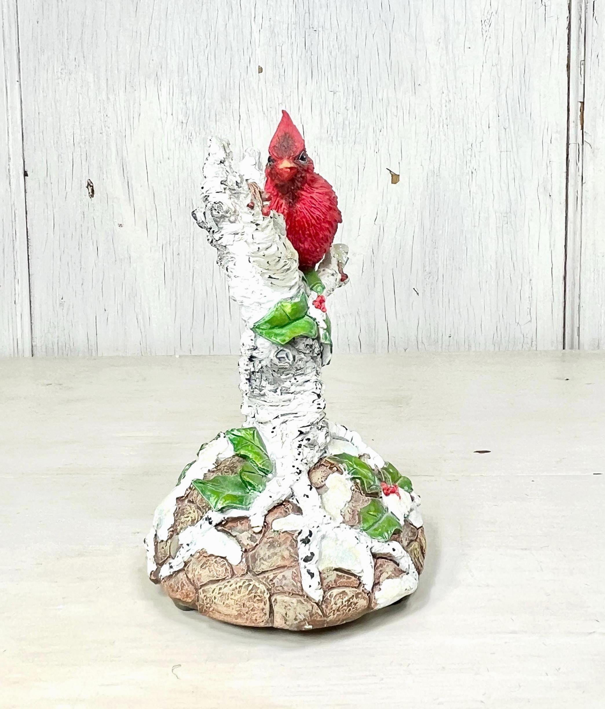 Red Cardinal Figurine Collectible Music Box Winter Tabletop Decor Bird ...