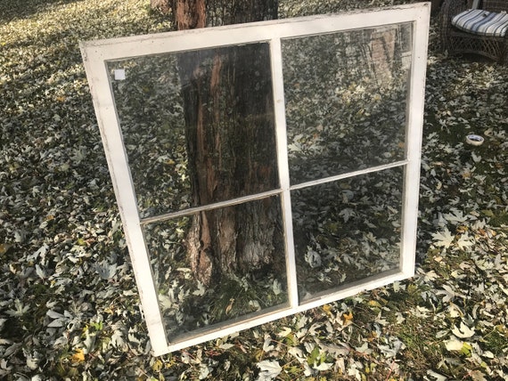 Antique Wood Window Frame 4 Pane Farmhouse Salvage Etsy