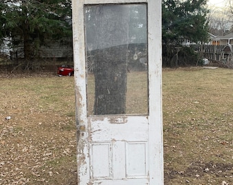 Antique Wood Half Lite Entry Door, Reclaimed, Farmhouse Architectural Salvage, Renovation, Restoration 33 3/4" x 84" CW63