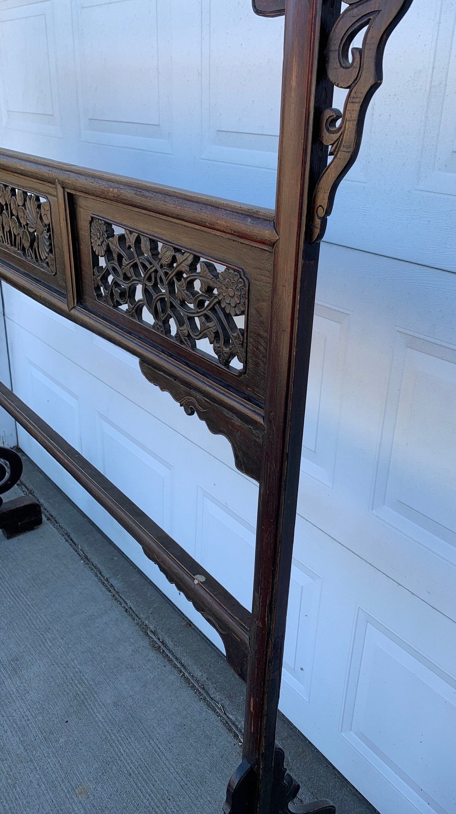 Antique Chinese Hand Carved Ornate Wood Headboard 78 Etsy