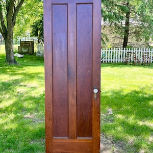 Antique Two Vertical Panel Wood Interior Door, Architectural Salvage, 27 1/4&quot; x 79 3/4&quot; FG36-LH