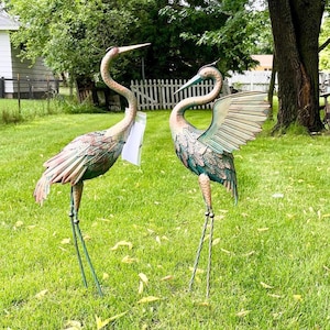 Large Crane Heron Statue Outdoor Metal Bird Garden Stake Art Yard Lawn Decoration FG47