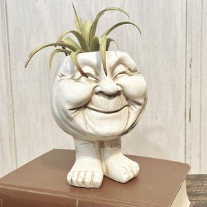Humorous Face Flower Pot Funny Figural Outdoor Porch Planter Old Lady Gift Idea EO54