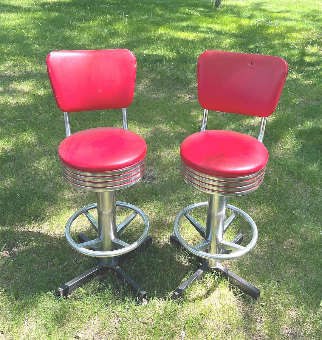Retro Red Counter Chairs Used Retro Diner Counter Stool (Red
