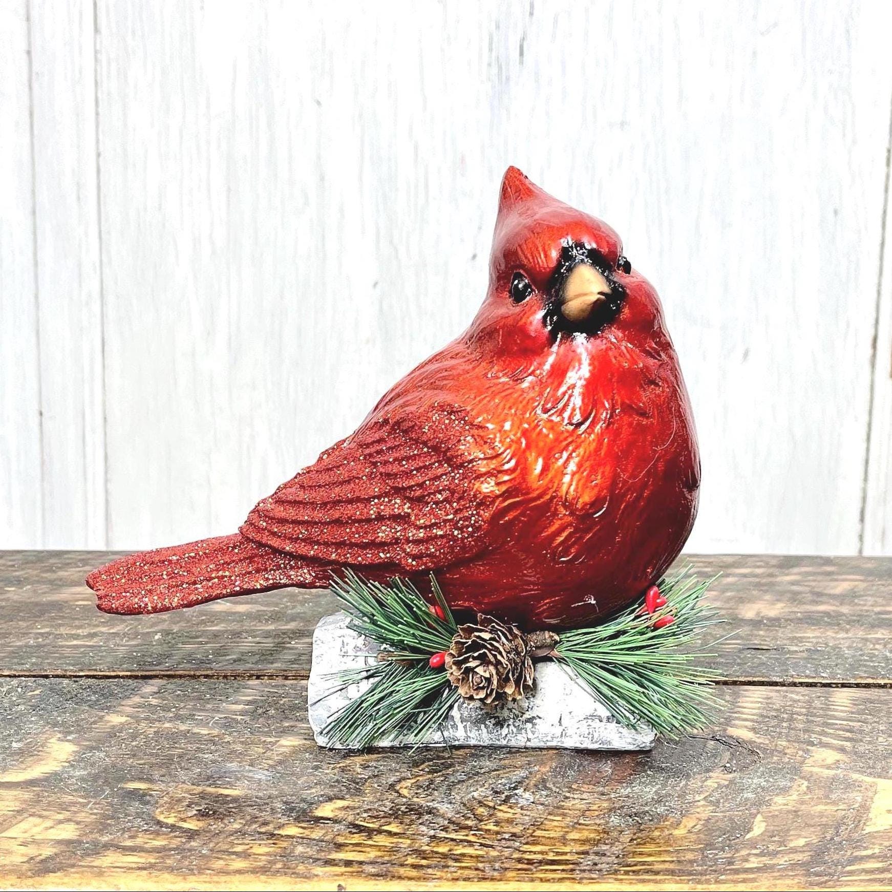Red Cardinal Figurine Holiday Christmas Tabletop Decor Bird Gift