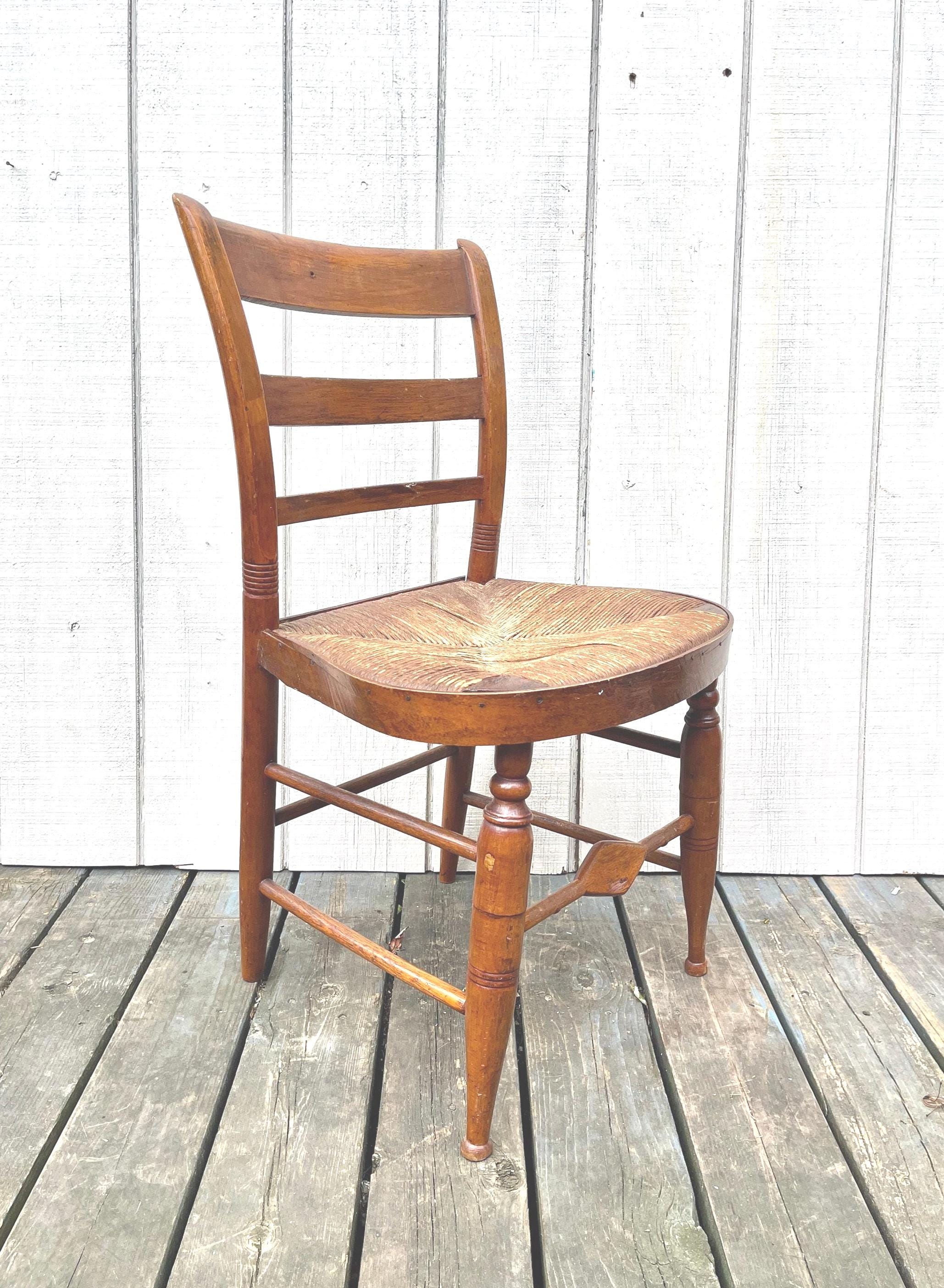 Antique Rush Seat Dining Chair, Ladderback Side Dining Chair DP48