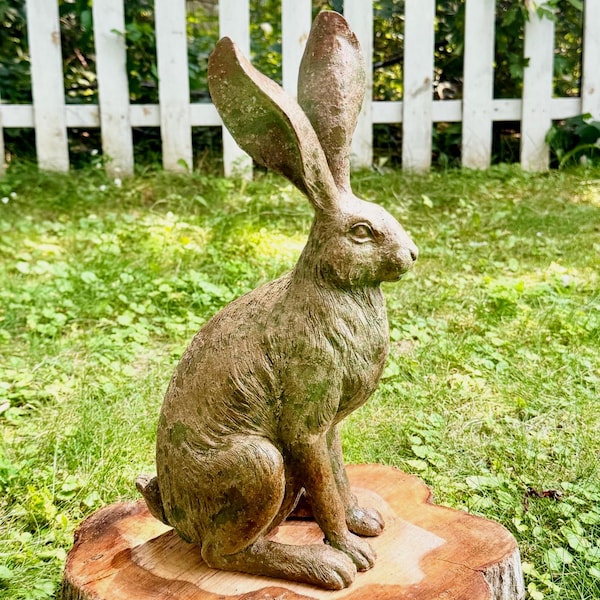Outdoor Hare Rabbit Animal Statue Distressed Garden Yard Art Home Accent FQ1