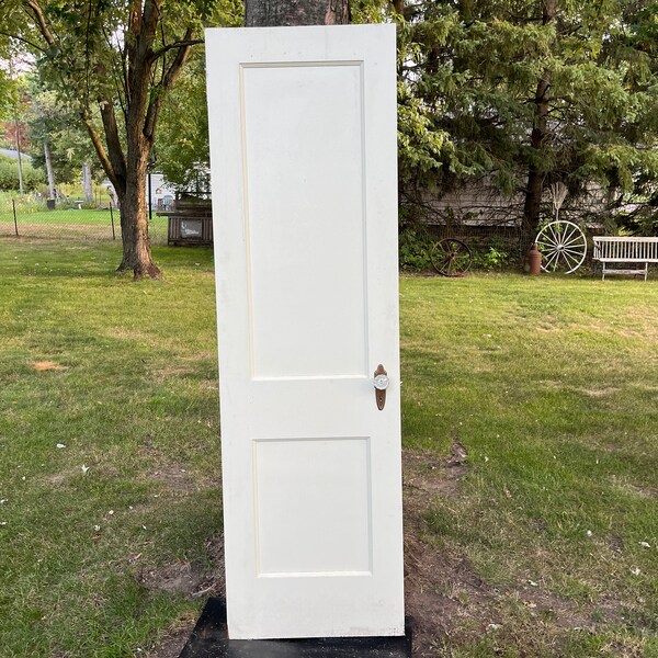 Antique Two Panel Interior Wood Door Farmhouse Shaker Reclaimed Architectural Salvage Renovation 24" x 79.25" EH68