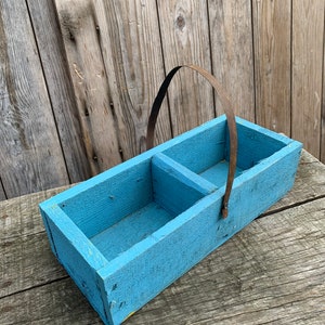 Rustic Wood Planter Caddy Basket with Handle