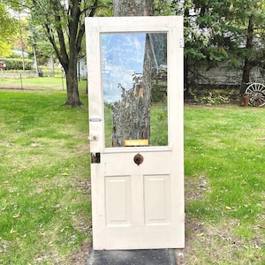 Antique Wavy Glass Window Exterior Entry Door, Architectural Salvage, Renovation, Restoration 32&quot; x 78 3/4&quot; EK1