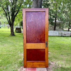 Antique Two Panel Oak Wood Door, Reclaimed, Architectural Salvage 35 3/4&quot; x 83 1/2&quot; x 1 3/4 FH41-RH