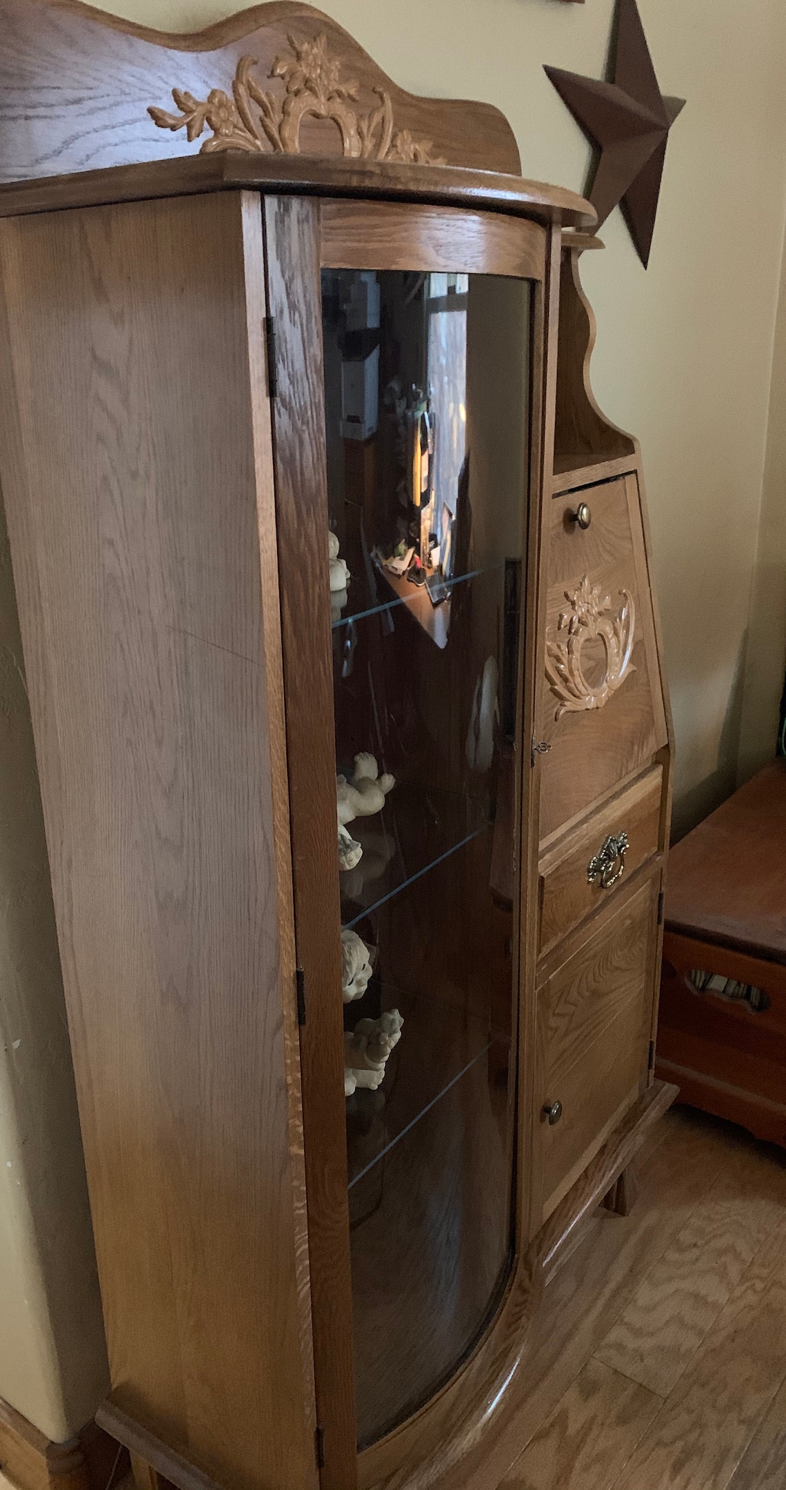 Antique Solid Oak Curio Side by Side Secretary Desk Etsy