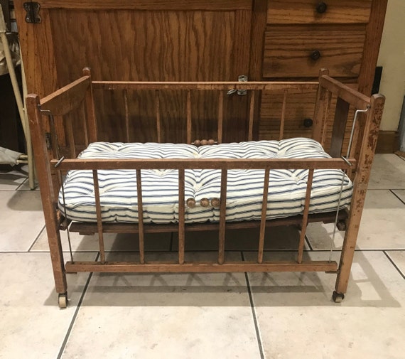 antique metal doll crib